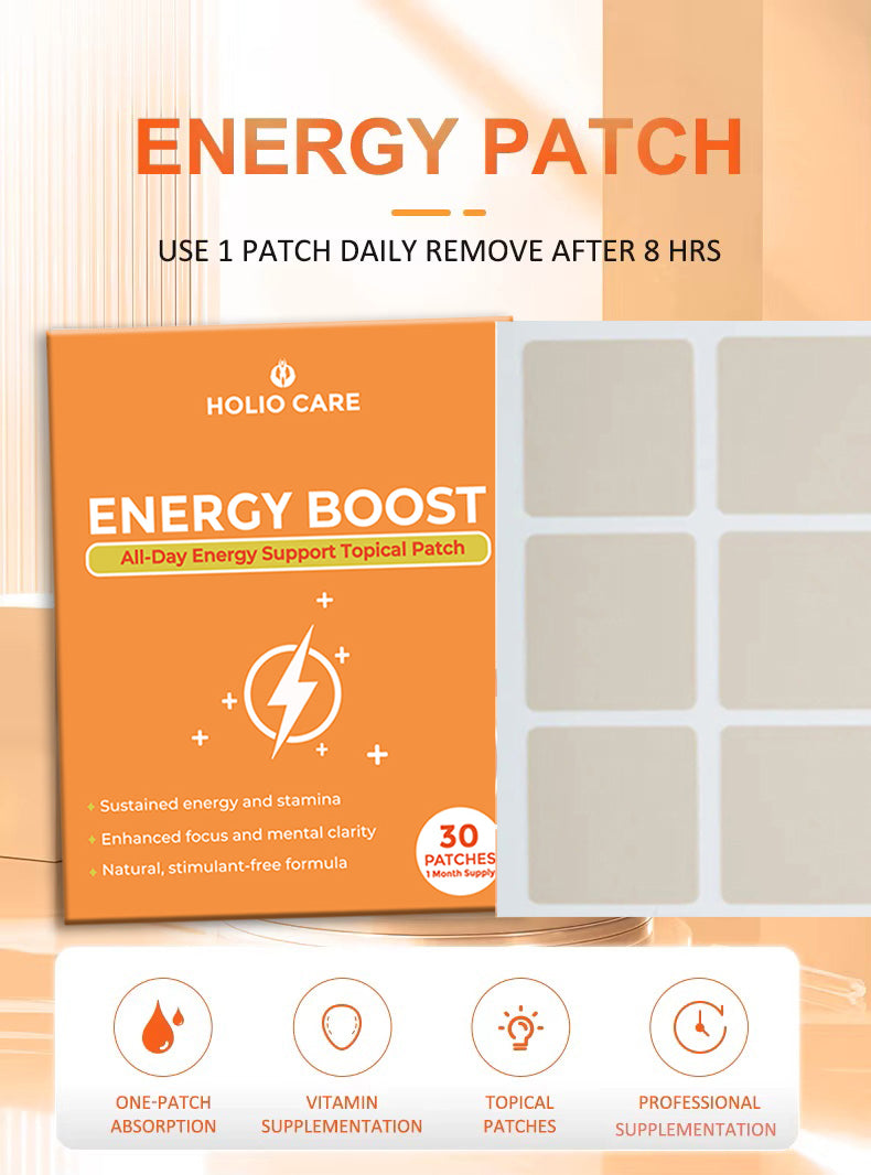 Holio Care Energy Boost Patch — Daily Transdermal Support for Focus, Stamina & Vitality | Natural, Sugar-Free (30-Day Supply)