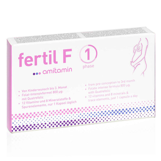 amitamin fertil F Phase 1-Superior Formula for Women to Enhance Female Fertility-Original From Germany (1 Box 30 Days Supply) Free One Day Delivery in UAE