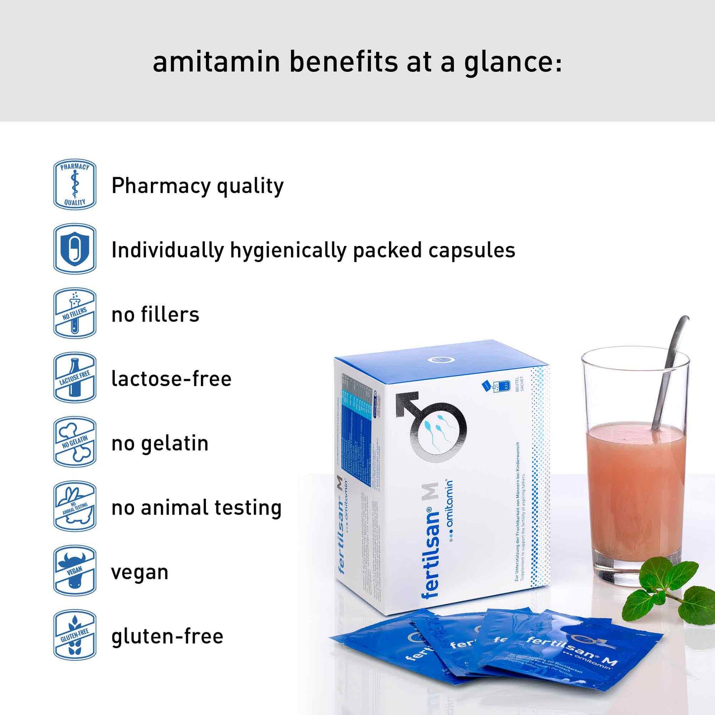 amitamin fertilsan M (Powder)-Award Winning Formula to Enhance Male Fertility (30 Days Supply)