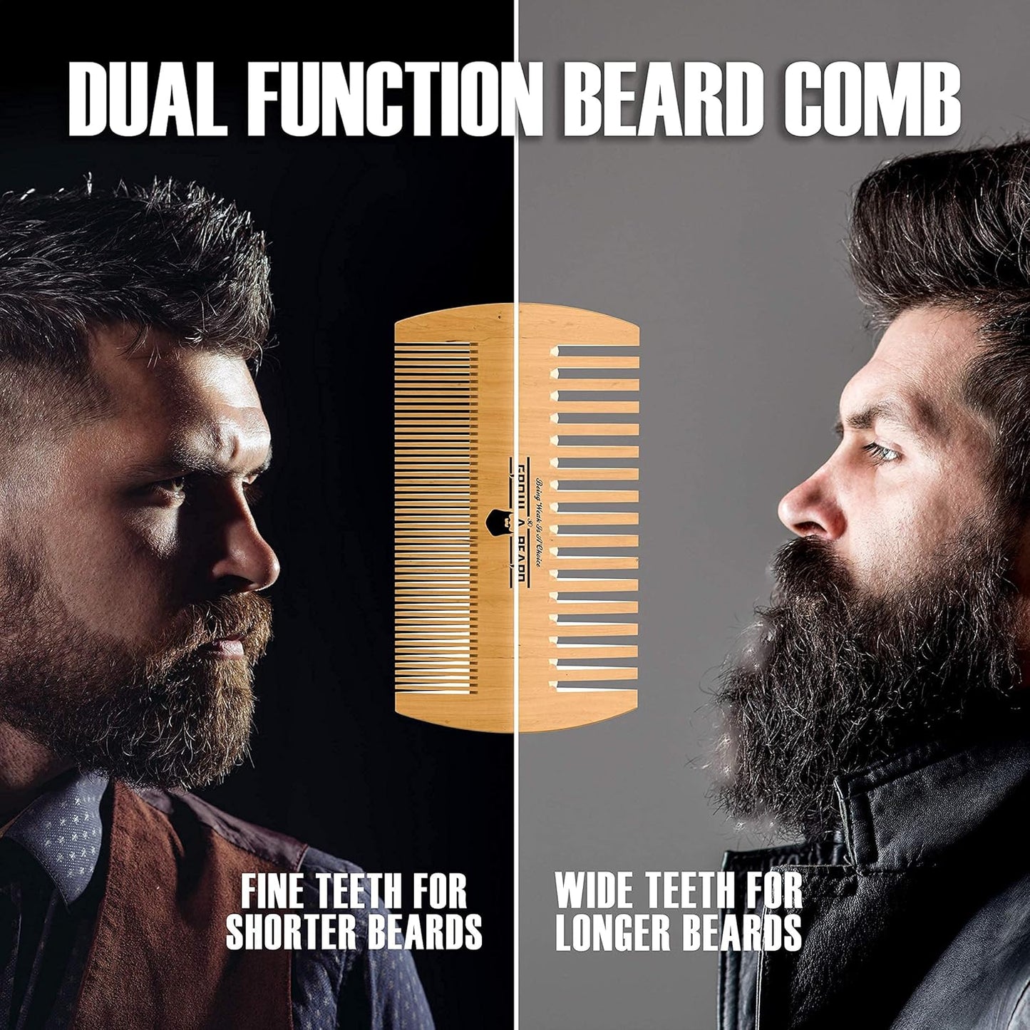 Beard Brush For Men - Beard Comb Set w/Mustache Scissors Grooming Kit, Natural Boar Bristle Brush, Dual Action Wood Comb, And Travel Bag Great For Christmas Gift