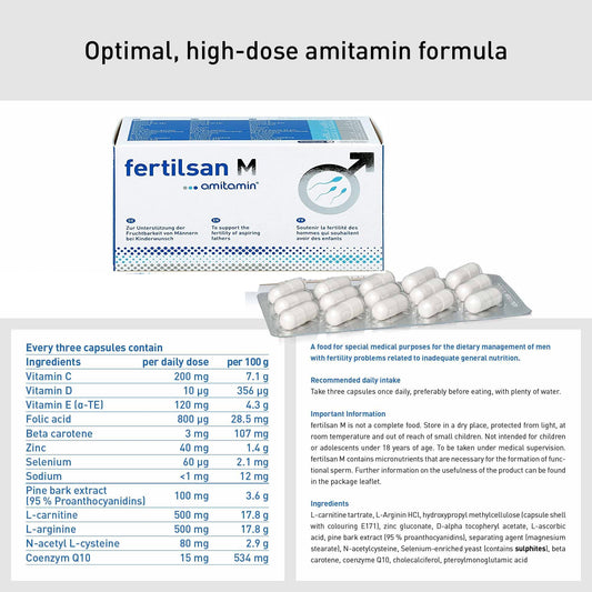 amitamin fertilsan M (Powder)-Award Winning Formula to Enhance Male Fertility (30 Days Supply)