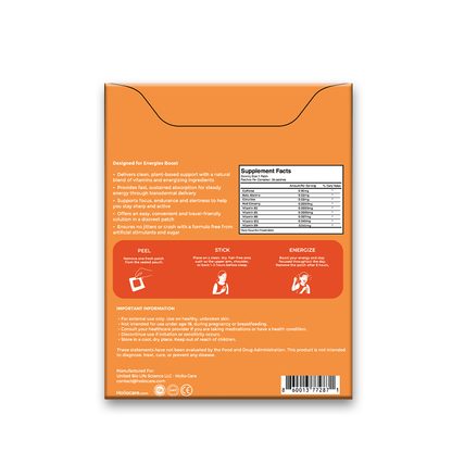 Holio Care Energy Boost Patch — Daily Transdermal Support for Focus, Stamina & Vitality | Natural, Sugar-Free (30-Day Supply)