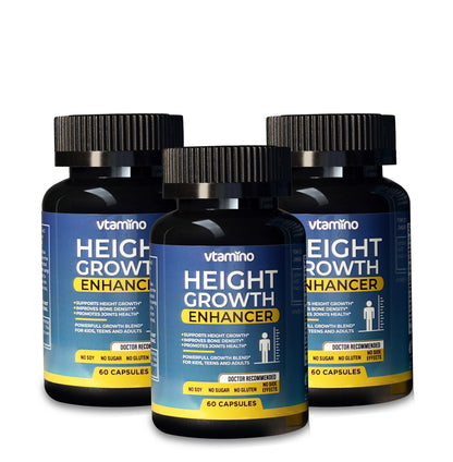 vtamino Natural Height Growth Enhancer - Height Boosting Supplement for Bone Growth - Hormone-Free Formula to Grow Taller (1 Month Supply)