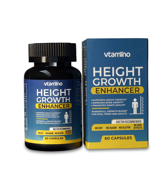 vtamino Natural Height Growth Enhancer - Height Boosting Supplement for Bone Growth - Hormone-Free Formula to Grow Taller (1 Month Supply)