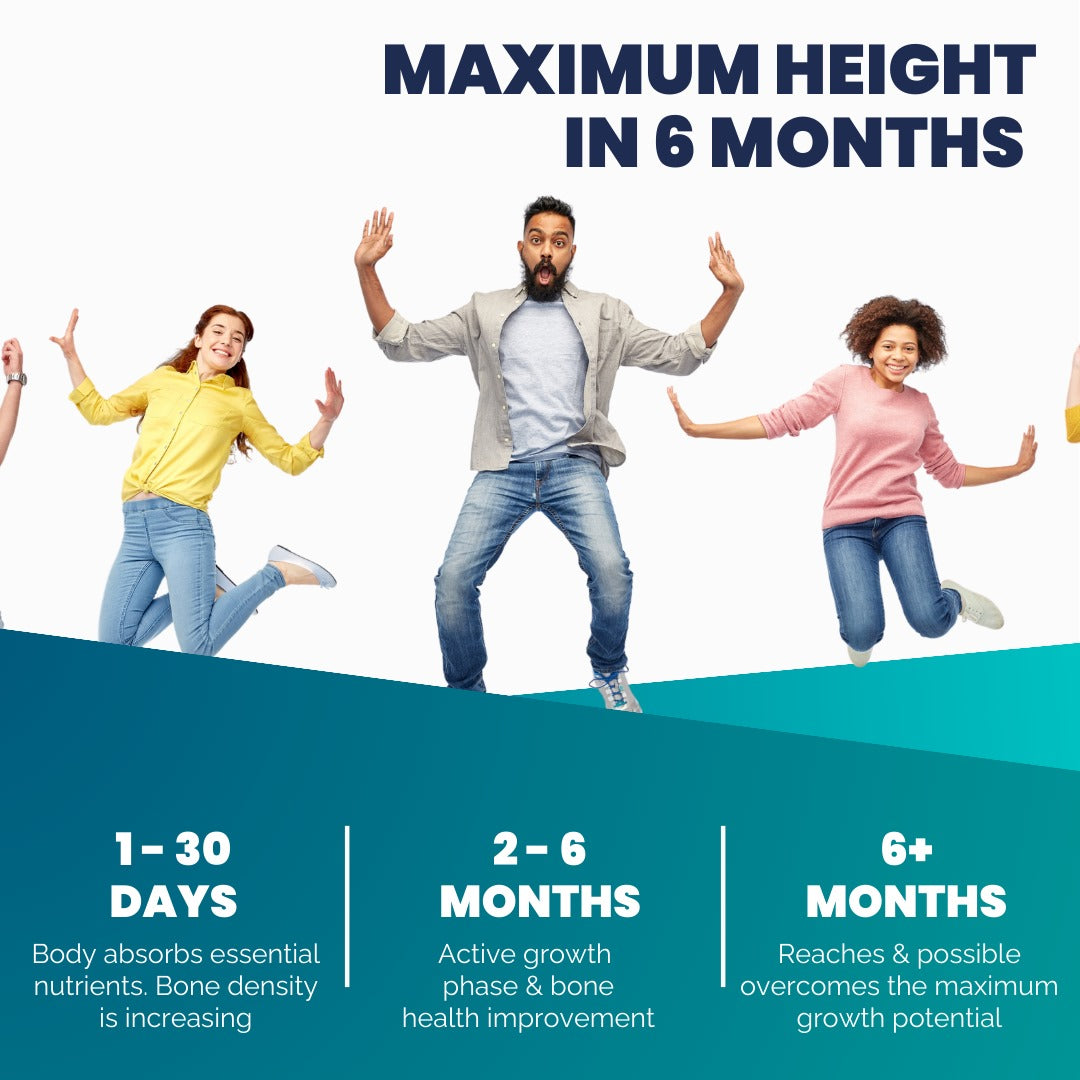 vtamino Natural Height Growth Enhancer - Height Boosting Supplement for Bone Growth - Hormone-Free Formula to Grow Taller (1 Month Supply)