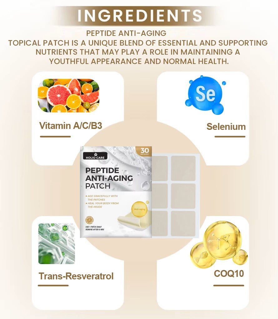 Holio Care Peptide Anti-Aging Patch – Collagen-Boosting Transdermal Patch for Skin Firmness, Relaxation &amp; Mood Support - 30-Day Supply