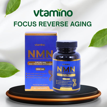 مكمل غذائي من فيتامينو NMN نقي بنسبة 98% لعكس الشيخوخة وتجديد الخلايا - معزز طبيعي لـ NAD+ (كمية تكفي لمدة شهر واحد)