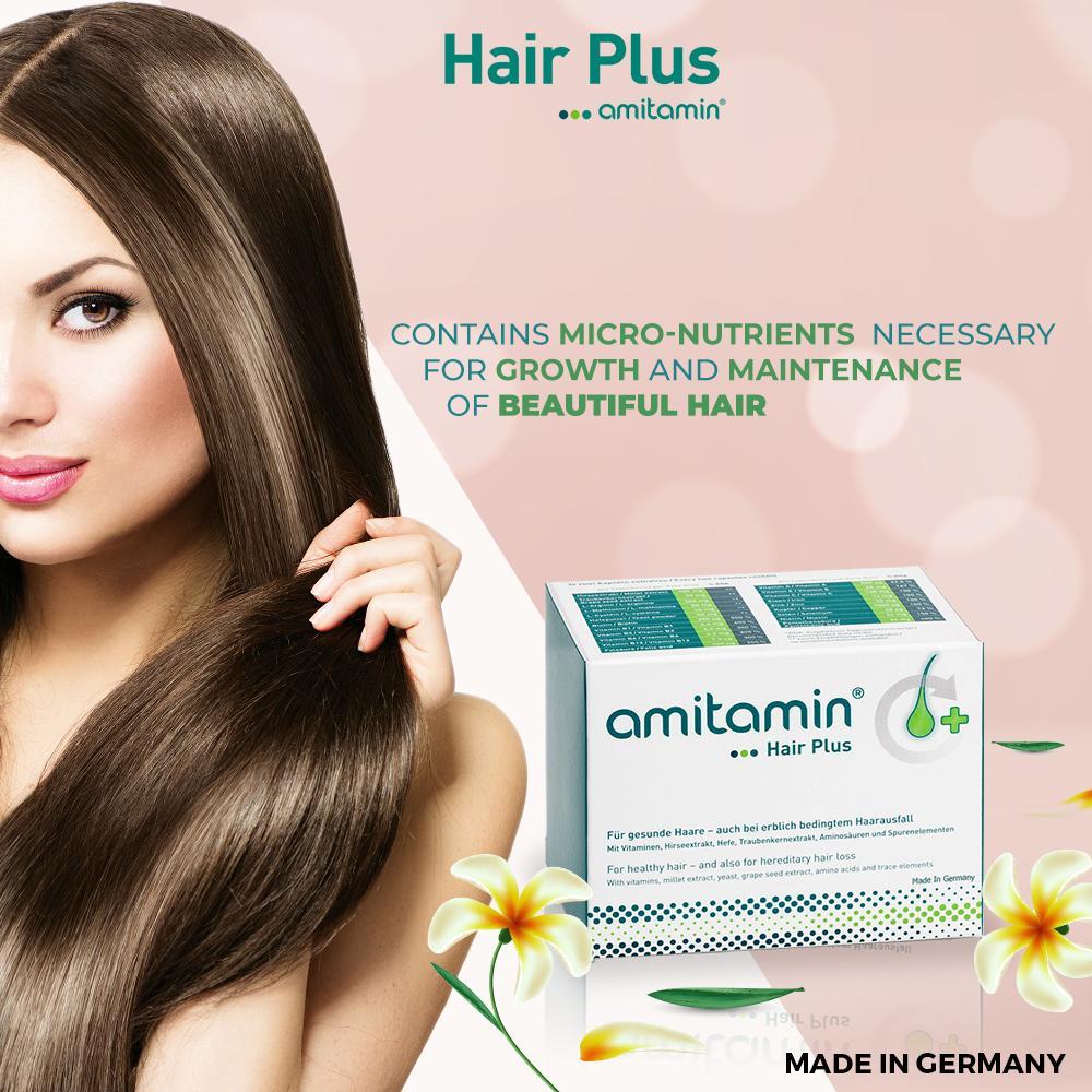 amitamin Hair Plus-Helps Grow & Maintain Healthy Hair-Made In Germany (1 Box 30 Days Supply)