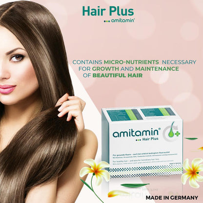 amitamin Hair Plus-Helps Grow & Maintain Healthy Hair-Made In Germany (1 Box 30 Days Supply)