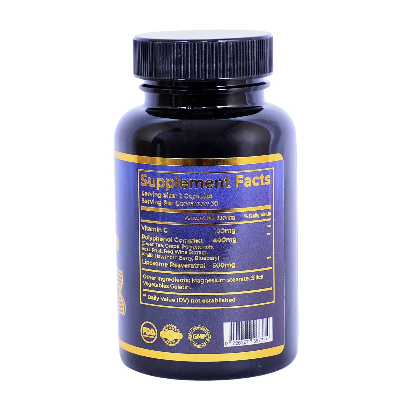 فيتامينو ريسفيراترول ليبوسوم نقي 99% مع فيتامين سي ومركب البوليفينول - يعزز مستويات NAD+ لعكس الشيخوخة وإطالة العمر (كمية تكفي شهرًا واحدًا)