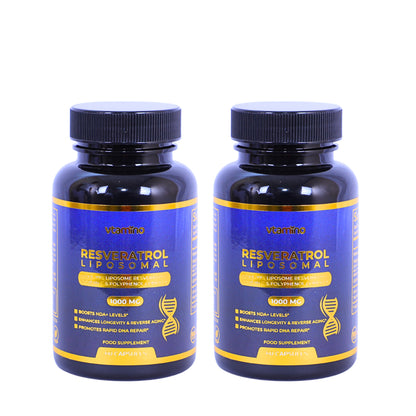 فيتامينو ريسفيراترول ليبوسوم نقي 99% مع فيتامين سي ومركب البوليفينول - يعزز مستويات NAD+ لعكس الشيخوخة وإطالة العمر (كمية تكفي شهرًا واحدًا)
