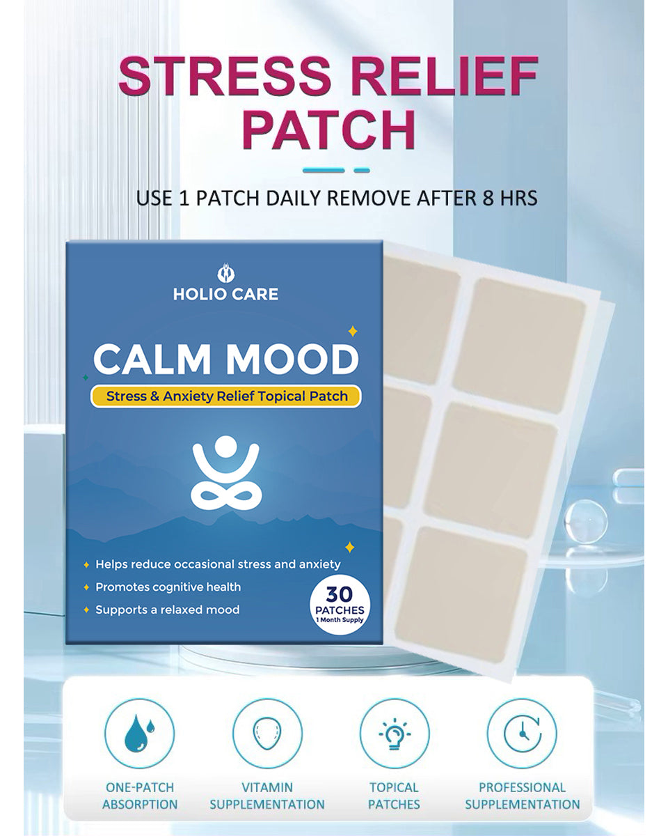 Holio Care Calm Mood Patch – Natural Stress Relief & Daily Relaxation with Ashwagandha & Passionflower (30-Day Supply)