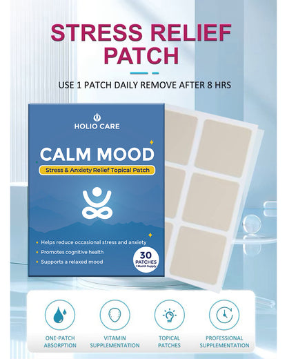 Holio Care Calm Mood Patch – Natural Stress Relief & Daily Relaxation with Ashwagandha & Passionflower (30-Day Supply)
