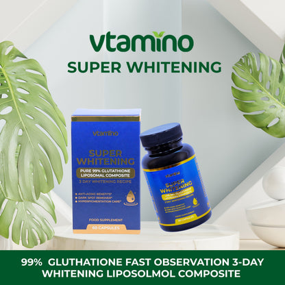 vtamino Superwhitening- Pure 99% Liposomal Glutathione Supplement with Collagen & Vitamin C-The Ultimate Skin Tone Formula (1 Month Supply)