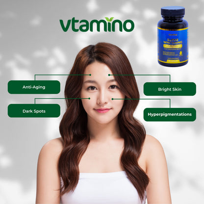 vtamino Superwhitening- Pure 99% Liposomal Glutathione Supplement with Collagen & Vitamin C-The Ultimate Skin Tone Formula (1 Month Supply)
