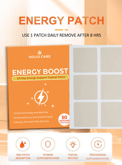 Holio Care Energy Boost Patch — Daily Transdermal Support for Focus, Stamina & Vitality | Natural, Sugar-Free (30-Day Supply)