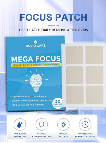 Holio Care Mega Focus Patch – Daily Natural Support for Focus, Concentration & Cognitive Performance