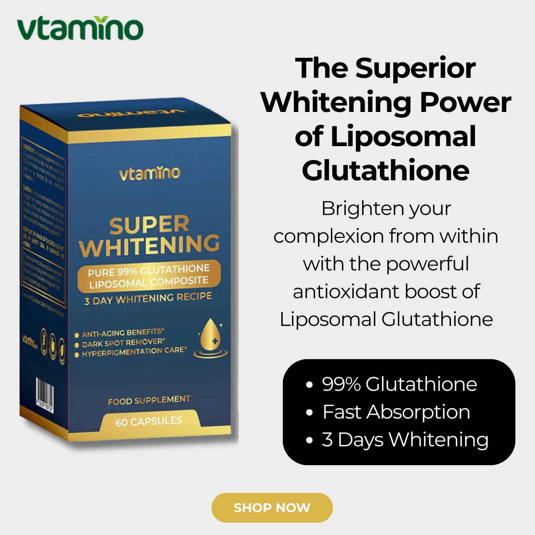 vtamino Superwhitening- Pure 99% Liposomal Glutathione Supplement with Collagen & Vitamin C-The Ultimate Skin Tone Formula (1 Month Supply)